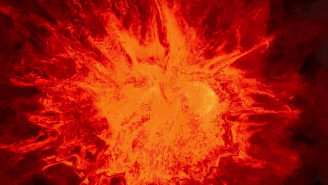 Streams of lava with sparks. Red energy appears against a black background and spreads out in all directions.