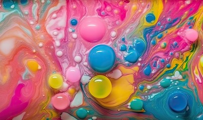 Bubble bath with vibrant rainbow colors. Creating using generative AI tools