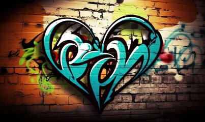 Graffiti heart symbol represents love in the city Creating using generative AI tools