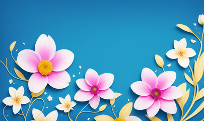 Fototapeta premium AI generated illustration of beautiful flowers with copyspace for your text