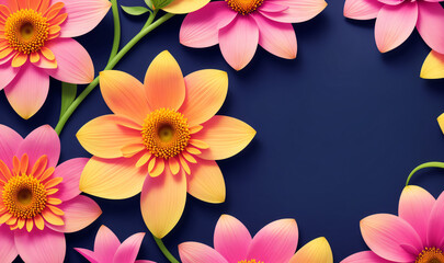 AI generated illustration of beautiful flowers with copyspace for your text