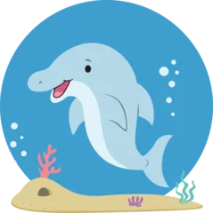 Badezimmer Foto Rückwand Happy Dolphin Character Cartoon Illustration © Rizki