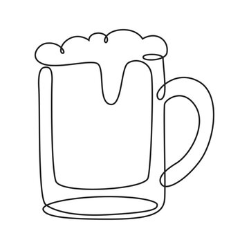 beer glass continuous line drawing, hand drawn style drink illustration.