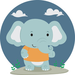 Happy Elephant Character Cartoon Illustration