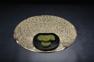baked luxury matcha green tea with mixed nuts chocolate chip sugar diamond sables round cookies and...