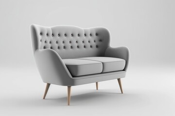 Modern silver sofa on white background isolated 3d render