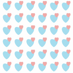 Cartoon heart pink and sky blue pattern background. Seamless pattern. Invitation Template Background Design