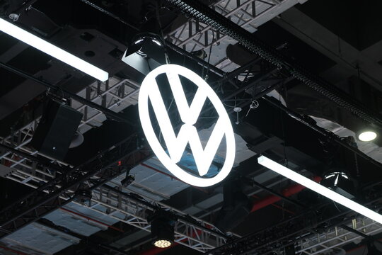 Shanghai,China-April 22nd 2023:  close up Volkswagen company brand logo