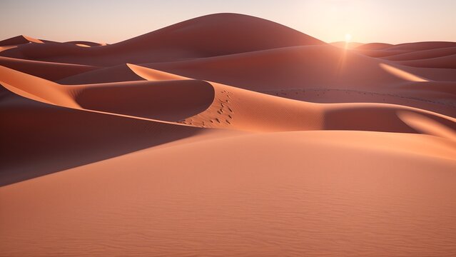 An Elegant Photo Of A Desert With A Sun Setting In The Background AI Generative © aiFabricated