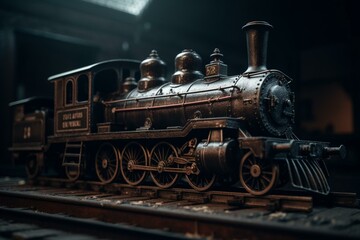 Fototapeta na wymiar Steam locomotive designed by Thomas Crampton in middle 19th century. Generative AI