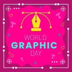 World Graphics Day, editable vector illustration, social media template