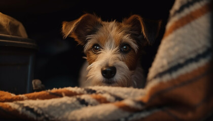 Cute terrier puppy sitting, looking at camera generated by AI