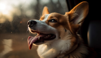 Obraz premium cute dog mascot with tongue out generated by AI