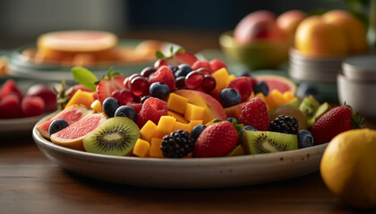 fruit bowl, a healthy gourmet dessert generated by AI