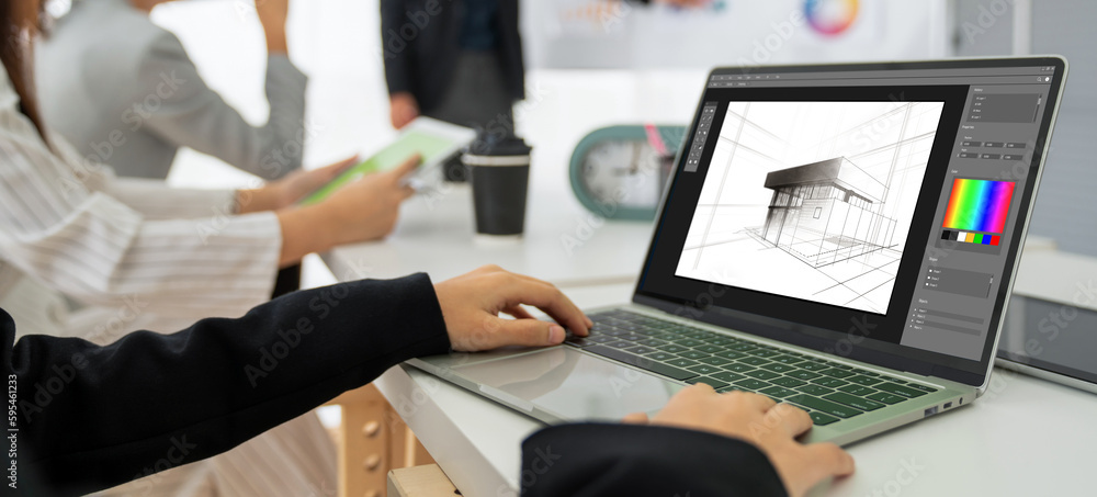 Poster architectural design modish software application for architect business and professional designer