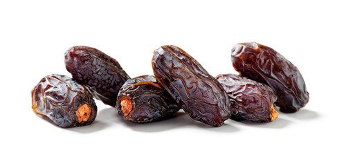 Raw and organic Medjool date fruit isolated on white background