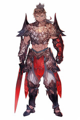 Fototapeta premium 戦士の男性キャラクターの全身イラスト(AI generated image)