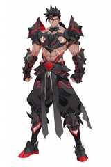 Fototapeta premium 格闘家の男性キャラクターの全身イラスト(AI generated image)