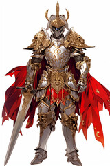 騎士の男性キャラクターの全身イラスト(AI generated image)