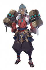 商人の男性キャラクターの全身イラスト(AI generated image)