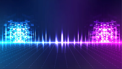 Metaverse abstract background concept. Perspective laser grid. Future technology. Digital science fiction matrix background.