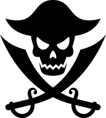 silhouette of pirate skull and crossed swords