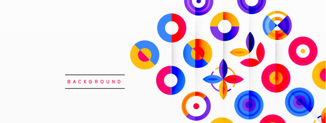 Vibrant and eye-catching vector background featuring a grid of colorful circles arranged in a patterned composition, perfect for modern and trendy designs