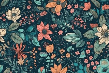 shabby floral, hand painted, oilcolor, seamless pattern. generative AI