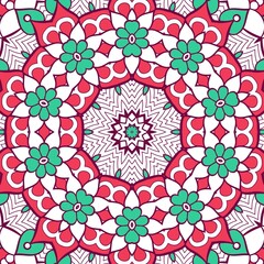Abstract Pattern Mandala Flowers Plant Art Colorful Red Green 236