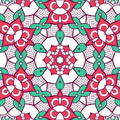 Abstract Pattern Mandala Flowers Plant Art Colorful Red Green 234