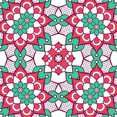 Abstract Pattern Mandala Flowers Plant Art Colorful Red Green 233