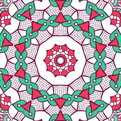 Abstract Pattern Mandala Flowers Plant Art Colorful Red Green 232
