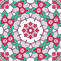 Abstract Pattern Mandala Flowers Plant Art Colorful Red Green 231