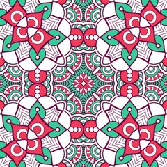 Abstract Pattern Mandala Flowers Plant Art Colorful Red Green 222