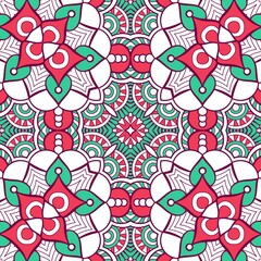 Fototapeta premium Abstract Pattern Mandala Flowers Plant Art Colorful Red Green 222