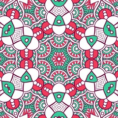Abstract Pattern Mandala Flowers Plant Art Colorful Red Green 221