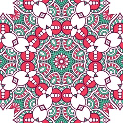 Abstract Pattern Mandala Flowers Plant Art Colorful Red Green 220