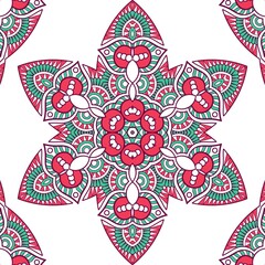 Abstract Pattern Mandala Flowers Plant Art Colorful Red Green 193