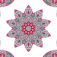 Abstract Pattern Mandala Flowers Plant Art Colorful Red Green 191