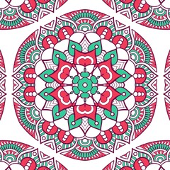 Abstract Pattern Mandala Flowers Plant Art Colorful Red Green 190