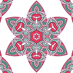Abstract Pattern Mandala Flowers Plant Art Colorful Red Green 186