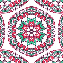 Abstract Pattern Mandala Flowers Plant Art Colorful Red Green 184