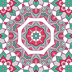 Fototapeta na wymiar Abstract Pattern Mandala Flowers Plant Art Colorful Red Green 175