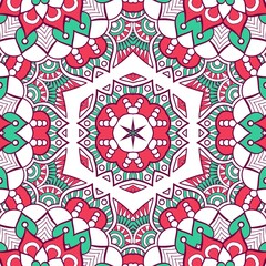 Abstract Pattern Mandala Flowers Plant Art Colorful Red Green 174