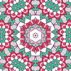 Abstract Pattern Mandala Flowers Plant Art Colorful Red Green 165