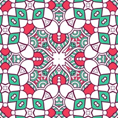 Abstract Pattern Mandala Flowers Plant Art Colorful Red Green 136