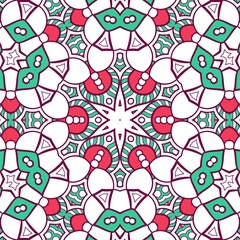 Abstract Pattern Mandala Flowers Plant Art Colorful Red Green 135