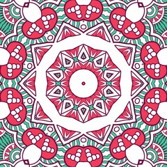 Abstract Pattern Mandala Flowers Plant Art Colorful Red Green 134