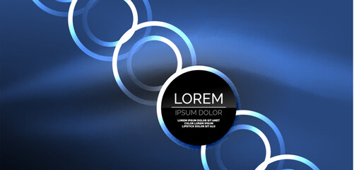 Neon laser lines, circles waves abstract background. Neon light or laser show, electric impulse, power lines, techno quantum energy impulse, magic glowing dynamic lines