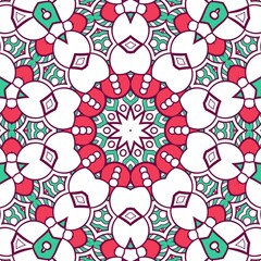 Abstract Pattern Mandala Flowers Plant Art Colorful Red Green 133